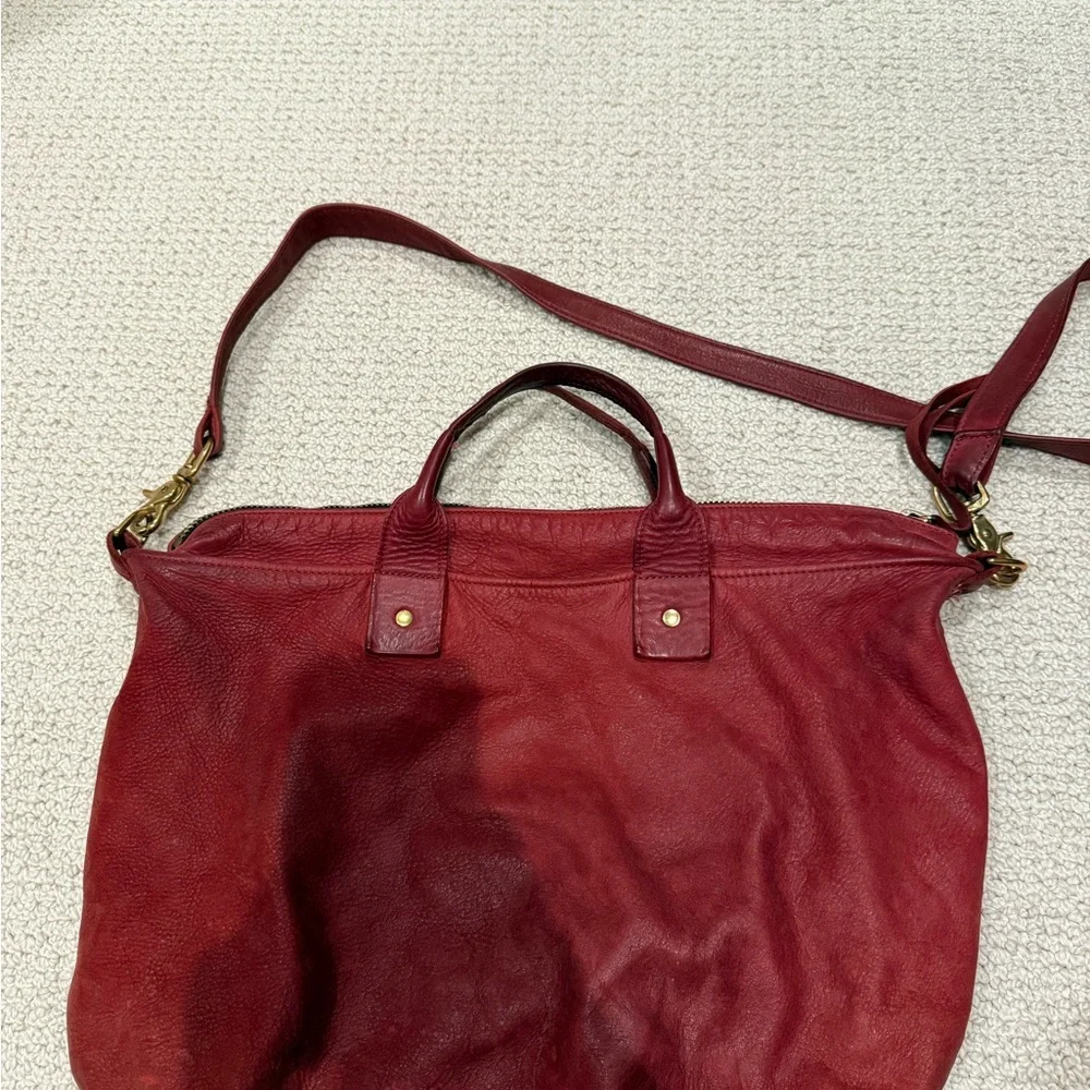 Clare V Deep Red Leather Messenger Bag - Picture 2 of 9